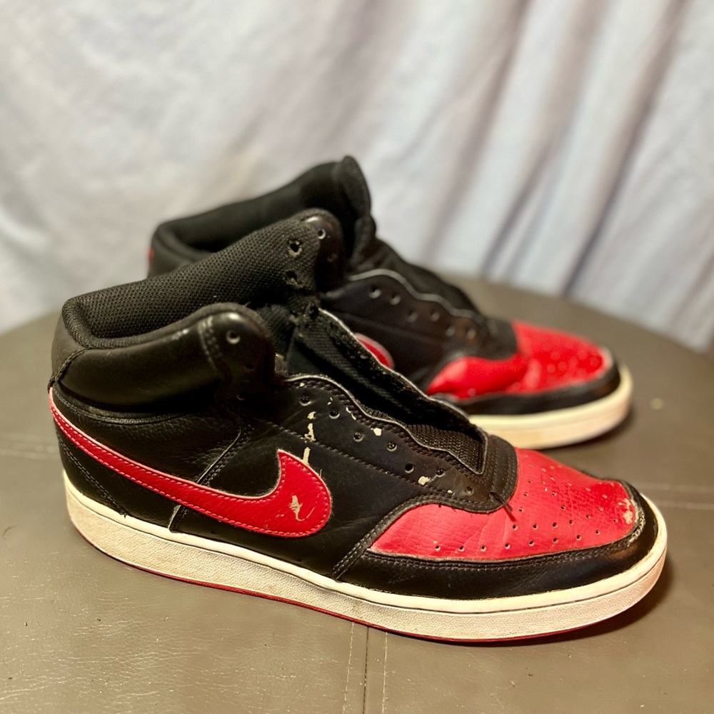 Nike Court Vision High-Top Basketball Shoes in Black/Red Men’s Size 9